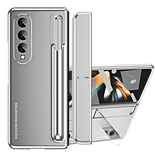 For Samsung Galaxy Z Fold4 2 in 1 Detachable PC Folding Phone Case with Holder & Pen Slot(Silver) - Galaxy Z Fold4 5G Cases by buy2fix | Online Shopping UK | buy2fix