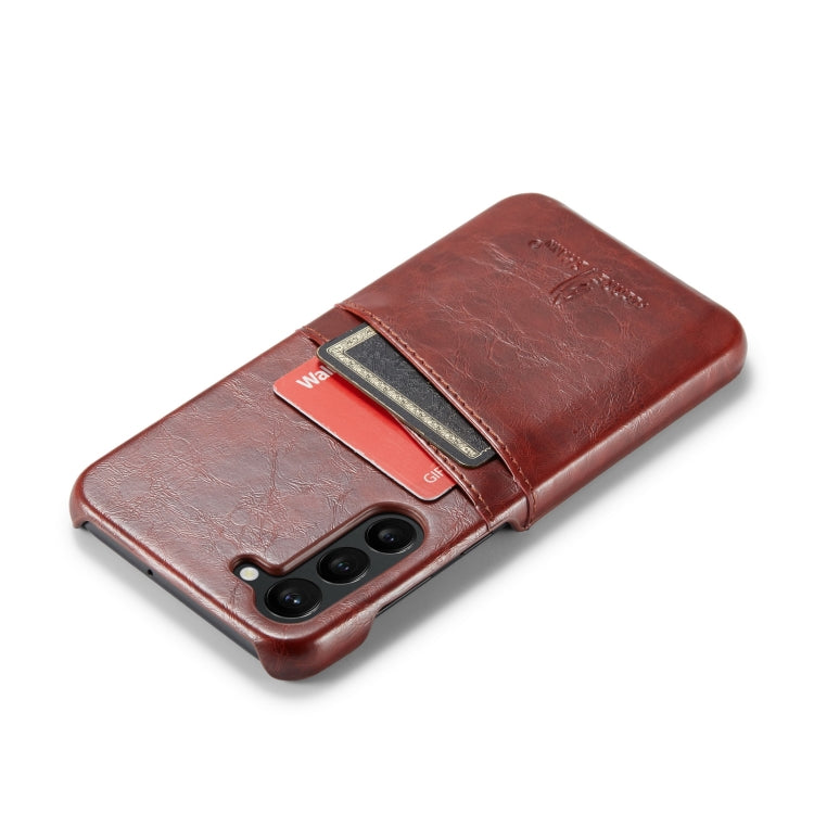 For Samsung Galaxy S23+ 5G Fierre Shann Oil Wax Texture Leather Phone Case with Card Slots(Brown) - Galaxy S23+ 5G Cases by FIERRE SHANN | Online Shopping UK | buy2fix