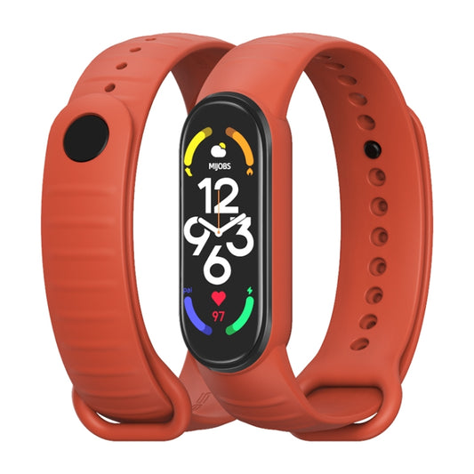 For Xiaomi Mi Band 7 / 6 / 5 MIJOBS Ripple Texture TPU Watch Band(Orange) - Watch Bands by MIJOBS | Online Shopping UK | buy2fix