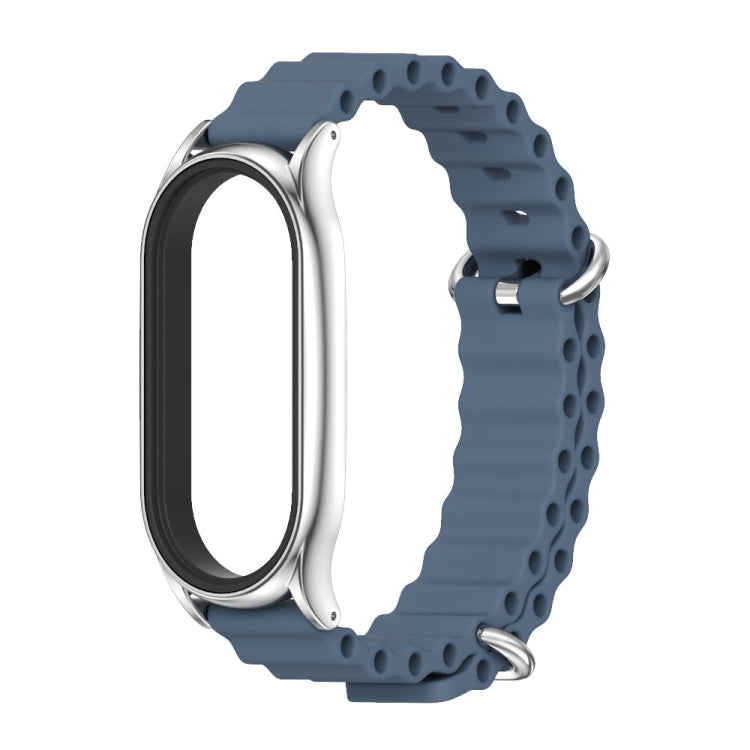 For Xiaomi Mi Band 6 / 5 / 4 / 3 MIJOBS PLUS Marine Silicone Breathable Watch Band(Space Blue Silver) - Watch Bands by MIJOBS | Online Shopping UK | buy2fix