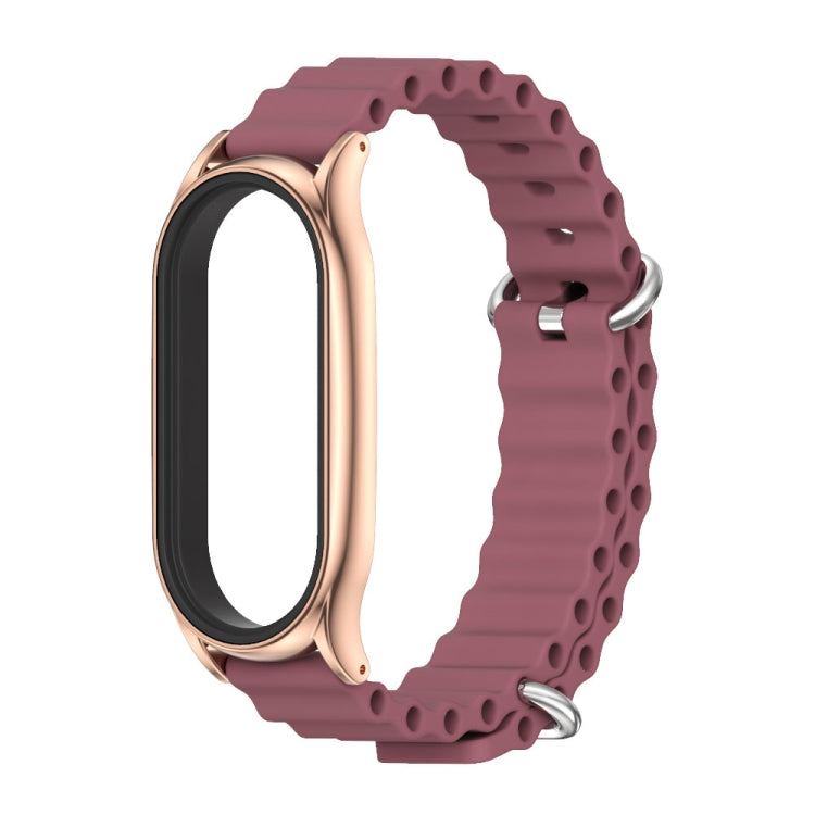 For Xiaomi Mi Band 7 / 7 NFC MIJOBS PLUS Marine Silicone Breathable Watch Band(Wine Red Rose Gold) - Watch Bands by MIJOBS | Online Shopping UK | buy2fix