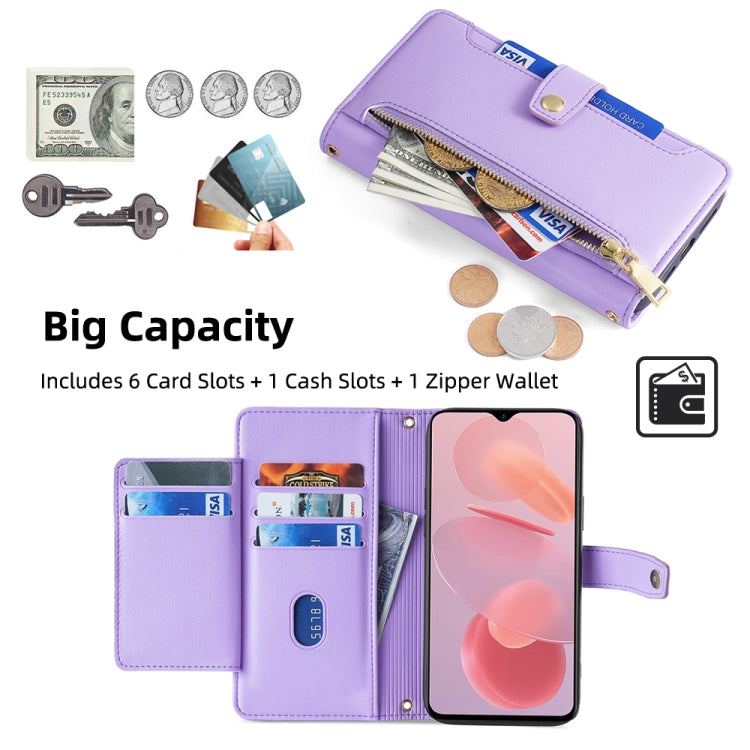 For Ulefone Note 12P Sheep Texture Cross-body Zipper Wallet Leather Phone Case(Purple) - Ulefone Cases by buy2fix | Online Shopping UK | buy2fix