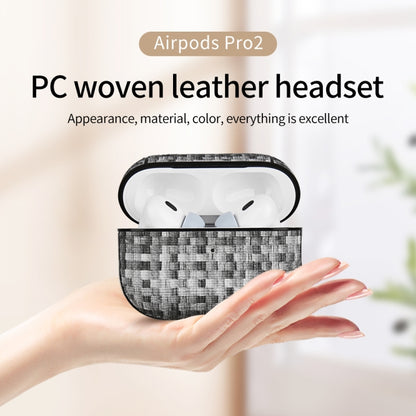 For AirPods Pro 2 PC Woven Leather Skin Earphone Case(Gray) - For AirPods Pro 2 by buy2fix | Online Shopping UK | buy2fix