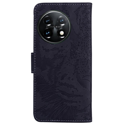 For OnePlus 11 Tiger Embossing Pattern Leather Phone Case(Black) - OnePlus Cases by buy2fix | Online Shopping UK | buy2fix