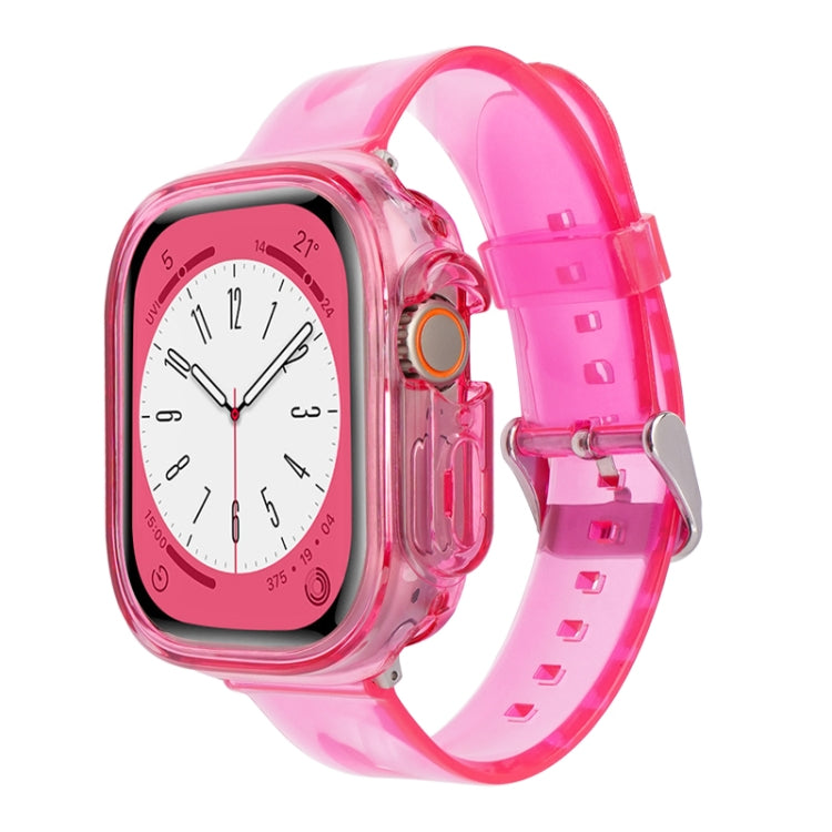 For Apple Watch Ultra 49mm Glacier Jelly Clear TPU Case Watch Band(Rose Red) - Watch Bands by buy2fix | Online Shopping UK | buy2fix