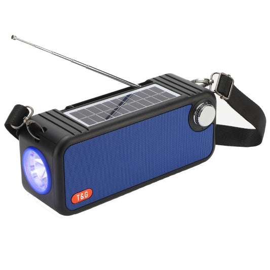 T&G TG637 Outdoor Portable Solar Power Wireless Bluetooth Speaker with FM / Flashlight / TF Card Slot(Blue) - Desktop Speaker by T&G | Online Shopping UK | buy2fix