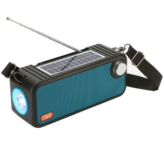 T&G TG637 Outdoor Portable Solar Power Wireless Bluetooth Speaker with FM / Flashlight / TF Card Slot(Peacock Blue) - Desktop Speaker by T&G | Online Shopping UK | buy2fix