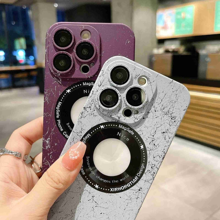 For iPhone 12 Pro Marble Pattern MagSafe PC Phone Case(Purple) - iPhone 12 / 12 Pro Cases by buy2fix | Online Shopping UK | buy2fix