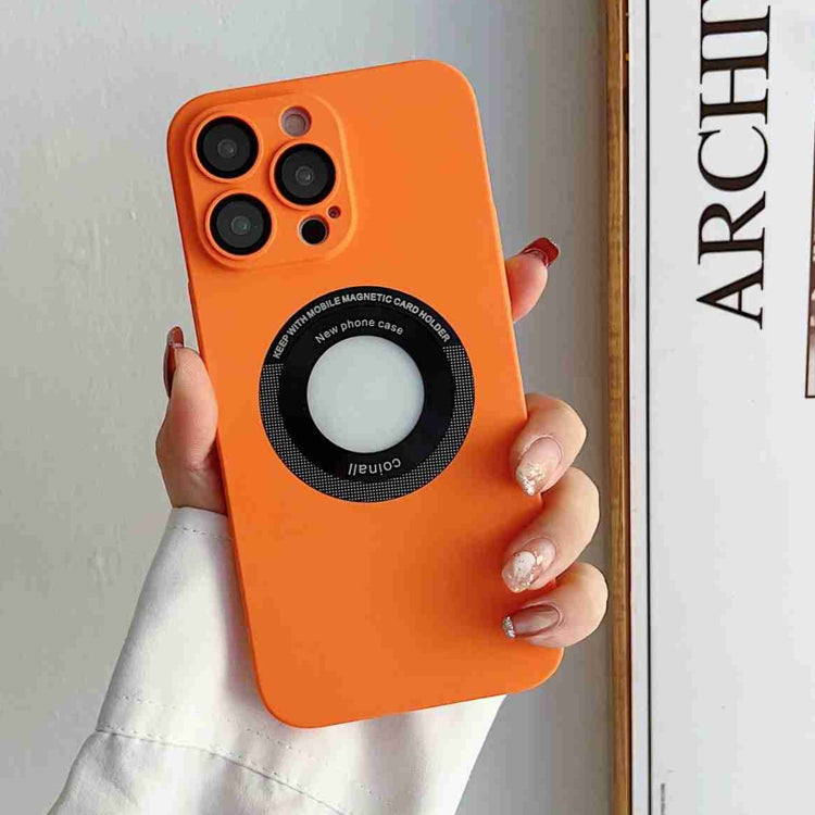 For iPhone 14 Skin Feel CD Texture MagSafe Magnetic Phone Case(Orange) - iPhone 14 Cases by buy2fix | Online Shopping UK | buy2fix
