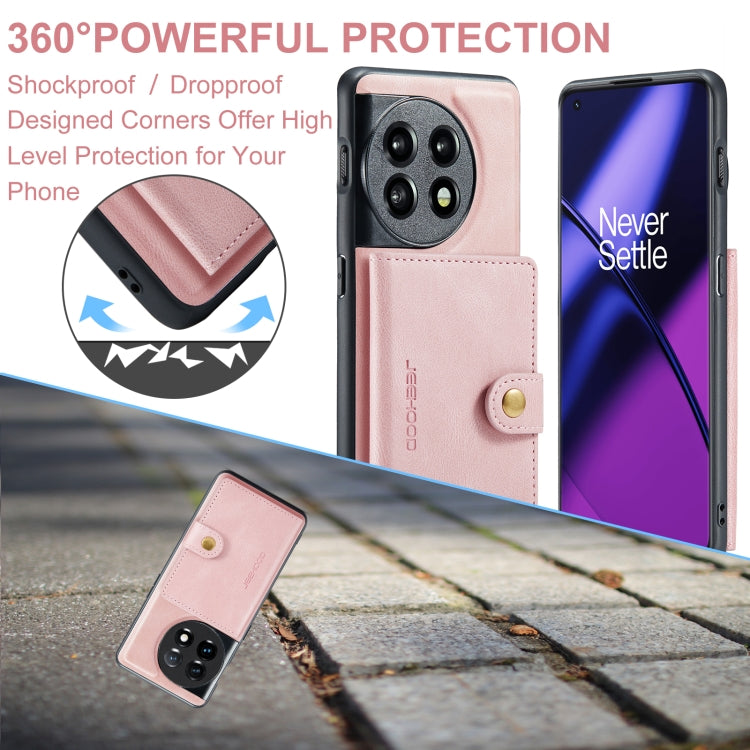 For OnePuls 11 JEEHOOD Retro Magnetic Detachable Protective Phone Case with Wallet & Card Slot(Pink) - OnePlus Cases by JEEHOOD | Online Shopping UK | buy2fix