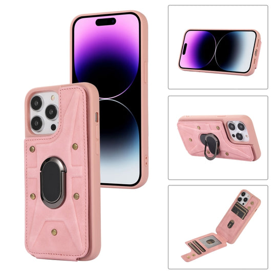 For iPhone 14 Pro Armor Ring Wallet Back Cover Phone Case(Pink) - iPhone 13 Pro Cases by buy2fix | Online Shopping UK | buy2fix