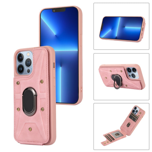 For iPhone 13 Pro Armor Ring Wallet Back Cover Phone Case(Pink) - iPhone 13 Pro Cases by buy2fix | Online Shopping UK | buy2fix