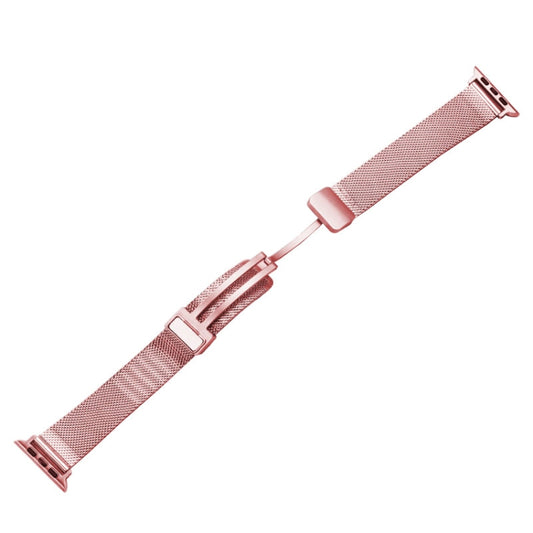 Milan Fold Buckle Metal Watch Band For Apple Watch Ultra 49mm&Watch Ultra 2 49mm / Series 9&8&7 45mm / SE 3&SE 2&6&SE&5&4 44mm / 3&2&1 42mm(Pink) - Watch Bands by buy2fix | Online Shopping UK | buy2fix