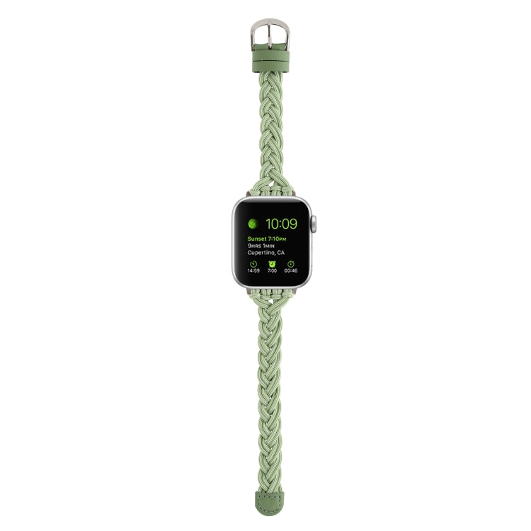 Single Elastic Nylon Braid Watch Band For Apple Watch Ultra 49mm&Watch Ultra 2 49mm / Series 9&8&7 45mm / SE 3&SE 2&6&SE&5&4 44mm / 3&2&1 42mm(Green) - Watch Bands by buy2fix | Online Shopping UK | buy2fix