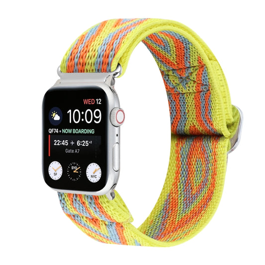 For Apple Watch Ultra 49mm&Watch Ultra 2 49mm / Series 9&8&7 45mm / SE 3&SE 2&6&SE&5&4 44mm / 3&2&1 42mm Buckle Elastic Nylon Watch Band(Yellow Rhombus) - Watch Bands by buy2fix | Online Shopping UK | buy2fix