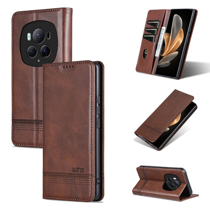 For Honor Magic6 Pro AZNS Magnetic Calf Texture Flip Leather Phone Case(Dark Brown) - Honor Cases by AZNS | Online Shopping UK | buy2fix