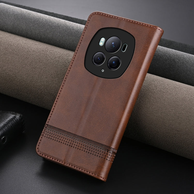 For Honor Magic6 Pro AZNS Magnetic Calf Texture Flip Leather Phone Case(Dark Brown) - Honor Cases by AZNS | Online Shopping UK | buy2fix