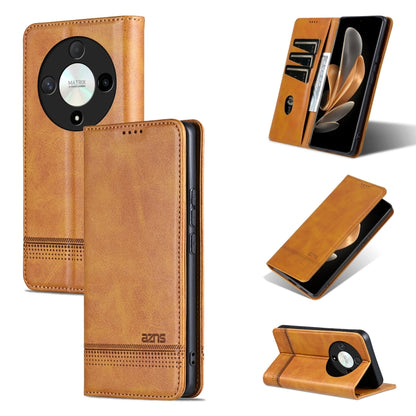 For Honor Magic6 Lite 5G/X9b AZNS Magnetic Calf Texture Flip Leather Phone Case(Light Brown) - Honor Cases by AZNS | Online Shopping UK | buy2fix