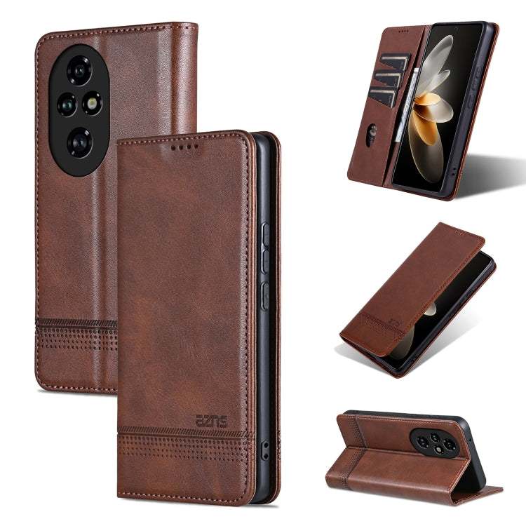 For Honor 200 Pro AZNS Magnetic Calf Texture Flip Leather Phone Case(Dark Brown) - Honor Cases by AZNS | Online Shopping UK | buy2fix