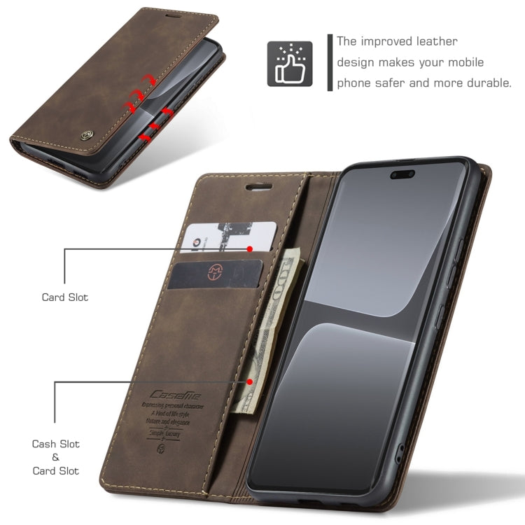 For Xiaomi 13 Lite CaseMe 013 Multifunctional Horizontal Flip Leather Phone Case(Coffee) - Xiaomi Cases by CaseMe | Online Shopping UK | buy2fix