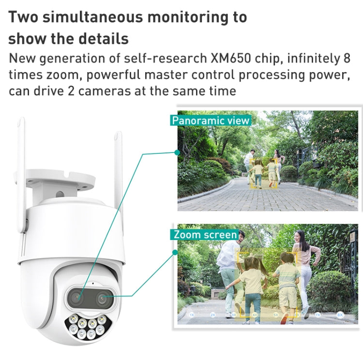 QX82 400W Dual Screen Dual Channel Synchronous Monitoring IP Camera, Plug:US Plug - Dome Camera by buy2fix | Online Shopping UK | buy2fix