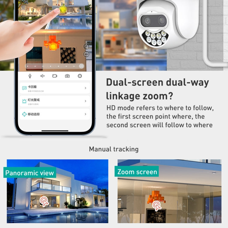 QX82 400W Dual Screen Dual Channel Synchronous Monitoring IP Camera, Plug:US Plug - Dome Camera by buy2fix | Online Shopping UK | buy2fix