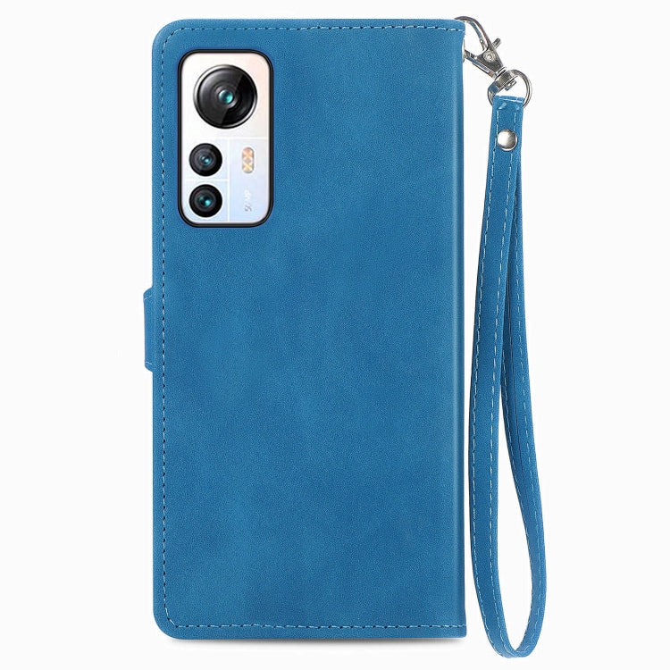 For Blackview A85 Embossed Flower Zipper Leather Phone Case(Blue) - More Brand by buy2fix | Online Shopping UK | buy2fix