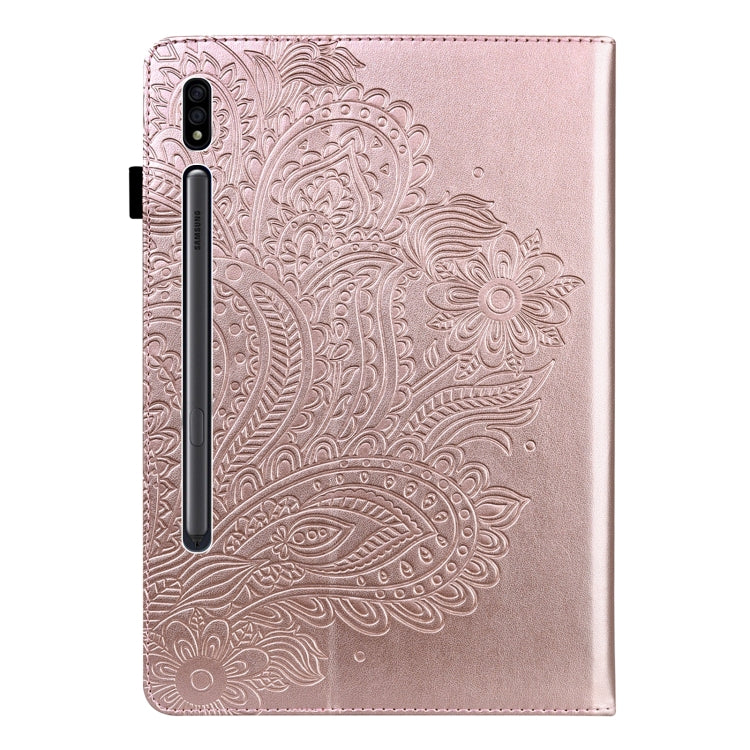 For Samsung Galaxy Tab S9 / S9 FE Peacock Embossed Pattern Leather Tablet Case(Rose Gold) - Galaxy Tab S9 Cases by buy2fix | Online Shopping UK | buy2fix