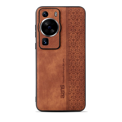 For Huawei P60 / P60 Pro AZNS 3D Embossed Skin Feel Phone Case(Brown) - Huawei Cases by AZNS | Online Shopping UK | buy2fix