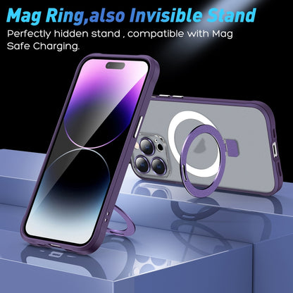 For iPhone 13 Pro Max Metal Eyes Series MagSafe Magnetic Holder Phone Case(Blue) - iPhone 13 Pro Max Cases by buy2fix | Online Shopping UK | buy2fix