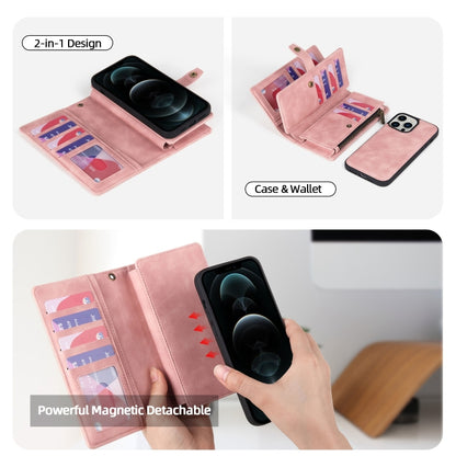 For iPhone 11 Pro Max Zipper Wallet Detachable MagSafe Leather Phone Case(Pink) - iPhone 11 Pro Max Cases by buy2fix | Online Shopping UK | buy2fix