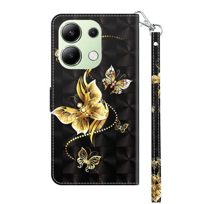 For Xiaomi Redmi Note 13 4G 3D Painted Pattern Leather Phone Case(Golden Butterfly) - Note 13 Cases by buy2fix | Online Shopping UK | buy2fix