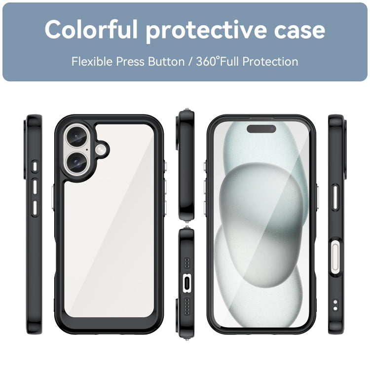 For iPhone 16 Plus Colorful Series Acrylic + TPU Phone Case(Black) - iPhone 16 Plus Cases by buy2fix | Online Shopping UK | buy2fix