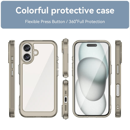 For iPhone 16 Plus Colorful Series Acrylic + TPU Phone Case(Transparent Grey) - iPhone 16 Plus Cases by buy2fix | Online Shopping UK | buy2fix