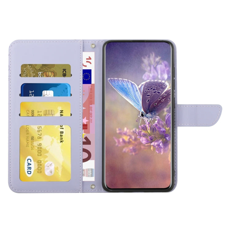 For Xiaomi Redmi A3 Skin Feel Butterfly Embossed Flip Leather Phone Case(Purple) - Xiaomi Cases by buy2fix | Online Shopping UK | buy2fix