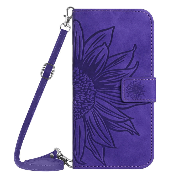 For Xiaomi 13T / 13T Pro Skin Feel Sun Flower Embossed Flip Leather Phone Case with Lanyard(Dark Purple) - Xiaomi Cases by buy2fix | Online Shopping UK | buy2fix