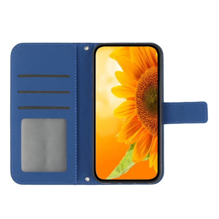 For Xiaomi Redmi 13C 4G Skin Feel Sun Flower Embossed Flip Leather Phone Case with Lanyard(Dark Blue) - 13C Cases by buy2fix | Online Shopping UK | buy2fix