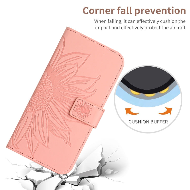 For Xiaomi Redmi 13C 4G Skin Feel Sun Flower Embossed Flip Leather Phone Case with Lanyard(Pink) - 13C Cases by buy2fix | Online Shopping UK | buy2fix