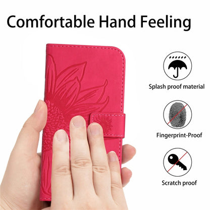 For Xiaomi Redmi A3 Skin Feel Sun Flower Embossed Flip Leather Phone Case with Lanyard(Rose Red) - Xiaomi Cases by buy2fix | Online Shopping UK | buy2fix