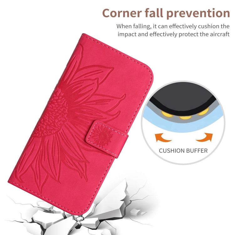 For Xiaomi Redmi A3 Skin Feel Sun Flower Embossed Flip Leather Phone Case with Lanyard(Rose Red) - Xiaomi Cases by buy2fix | Online Shopping UK | buy2fix