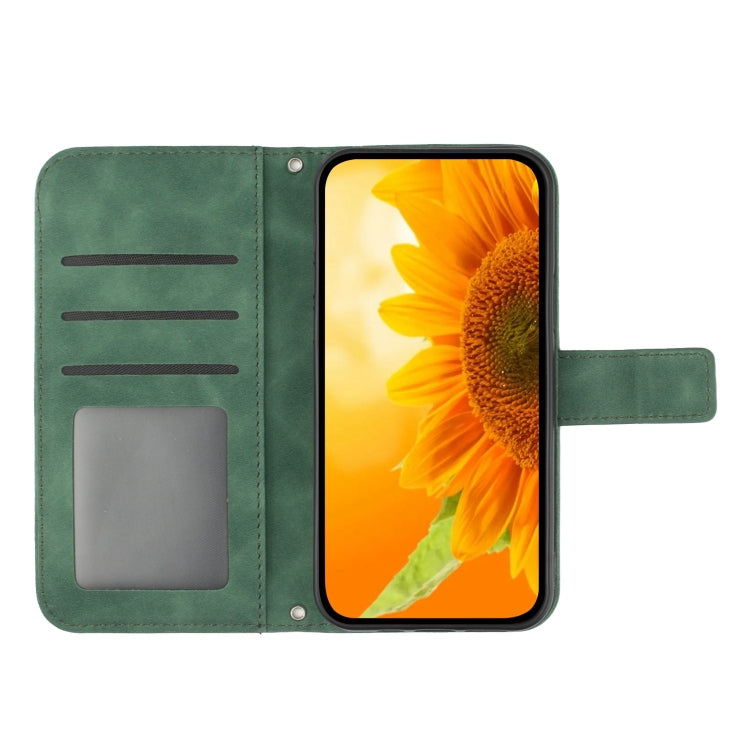 For Xiaomi 14 Ultra Skin Feel Sun Flower Embossed Flip Leather Phone Case with Lanyard(Green) - 14 Ultra Cases by buy2fix | Online Shopping UK | buy2fix