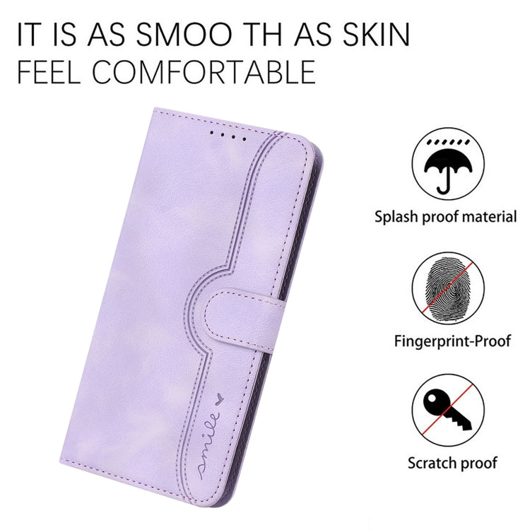 For Xiaomi Redmi Note 13 Pro 4G Heart Pattern Skin Feel Leather Phone Case(Purple) - Note 13 Pro Cases by buy2fix | Online Shopping UK | buy2fix