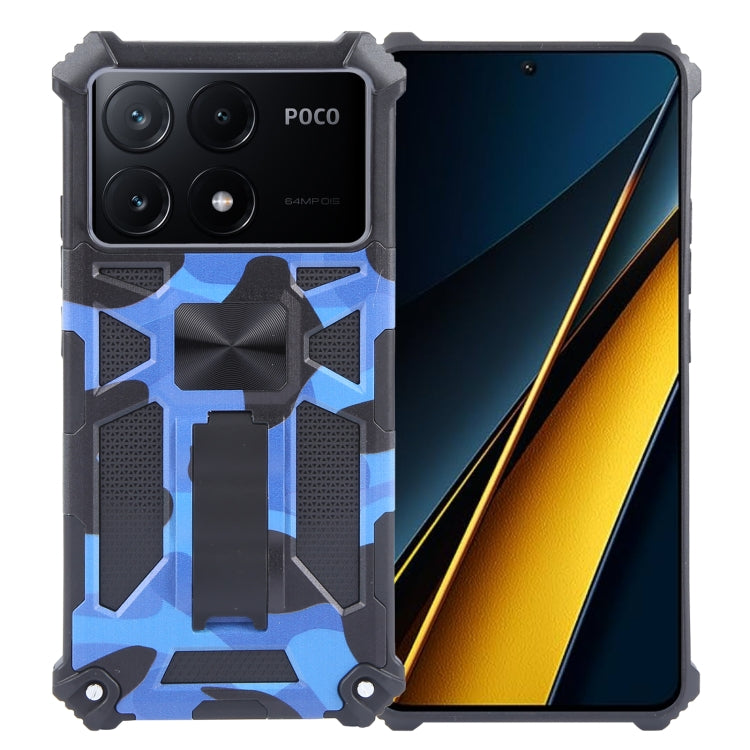 For Xiaomi Poco X6 Pro 5G Camouflage Armor Kickstand TPU + PC Magnetic Phone Case(Dark Blue) - Xiaomi Cases by buy2fix | Online Shopping UK | buy2fix