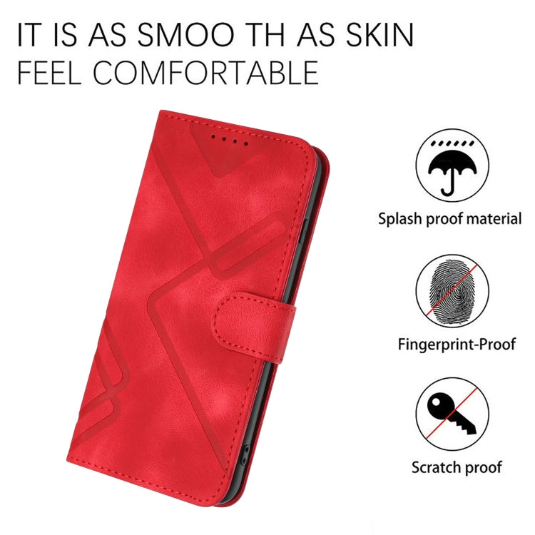 For Google Pixel 9 Pro Line Pattern Skin Feel Leather Phone Case(Red) - Google Cases by buy2fix | Online Shopping UK | buy2fix