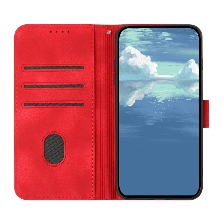 For Google Pixel 9 Line Pattern Skin Feel Leather Phone Case(Red) - Google Cases by buy2fix | Online Shopping UK | buy2fix