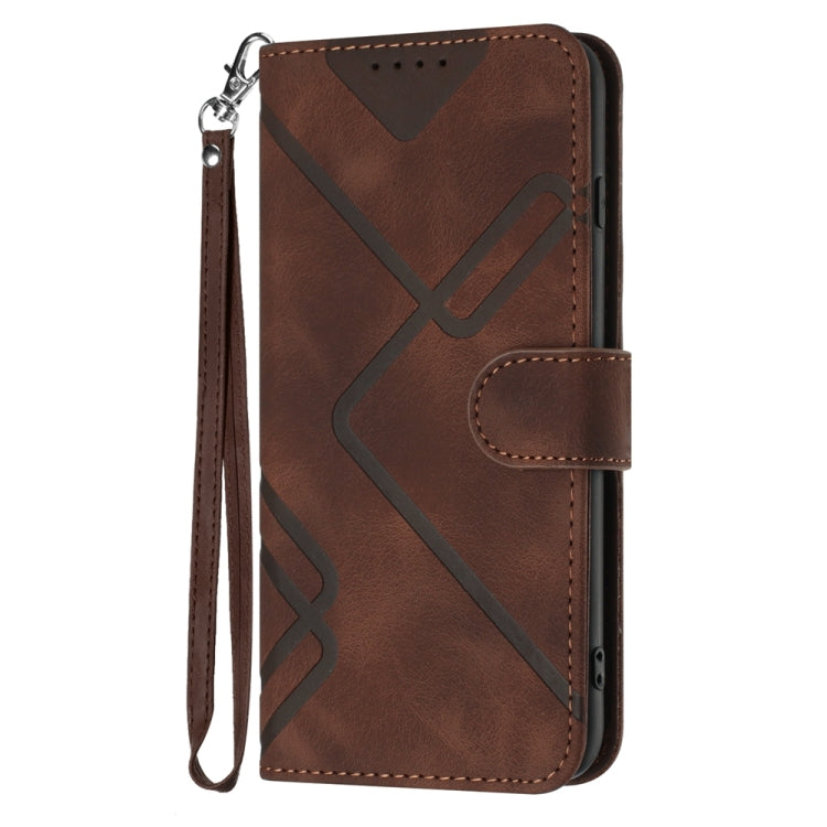 For Motorola Edge 5G 2024 Line Pattern Skin Feel Leather Phone Case(Coffee) - Motorola Cases by buy2fix | Online Shopping UK | buy2fix