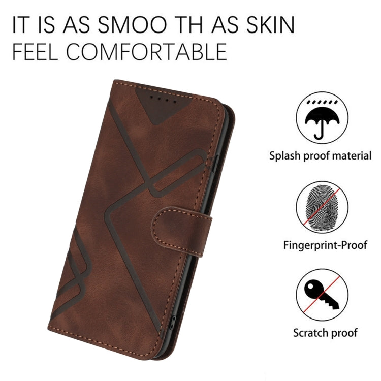 For Motorola Moto G Power 5G 2024 Line Pattern Skin Feel Leather Phone Case(Coffee) - Motorola Cases by buy2fix | Online Shopping UK | buy2fix