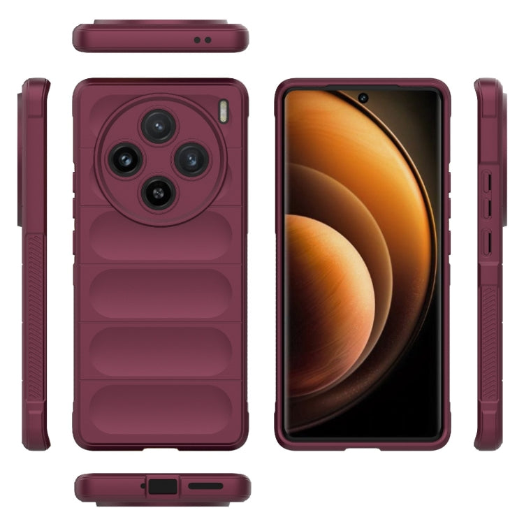 For vivo X100 5G Magic Shield TPU + Flannel Phone Case(Wine Red) - X100 Cases by buy2fix | Online Shopping UK | buy2fix