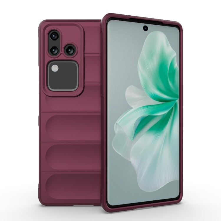 For vivo S18 5G Magic Shield TPU + Flannel Phone Case(Wine Red) - S18 Cases by buy2fix | Online Shopping UK | buy2fix
