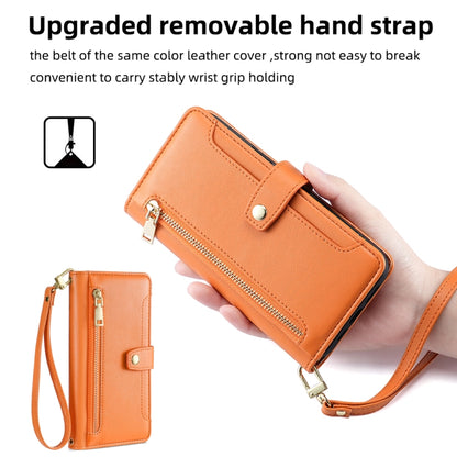 For Xiaomi Redmi Note 12 Pro Sheep Texture Cross-body Zipper Wallet Leather Phone Case(Orange) - Xiaomi Cases by buy2fix | Online Shopping UK | buy2fix